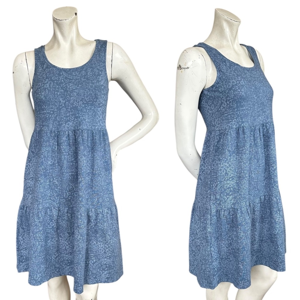 Frye Blue Boho Western Sleeveless Tiered Babydoll Casual Mini Dress Size XS